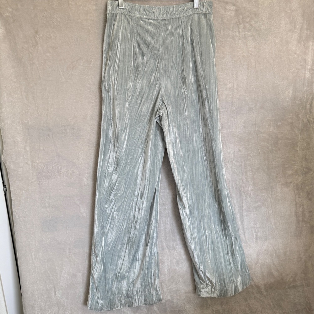 Free People Crushed Velvet Wide Leg Pants Sage green 6 fall 30x31 western chic - Picture 7 of 9